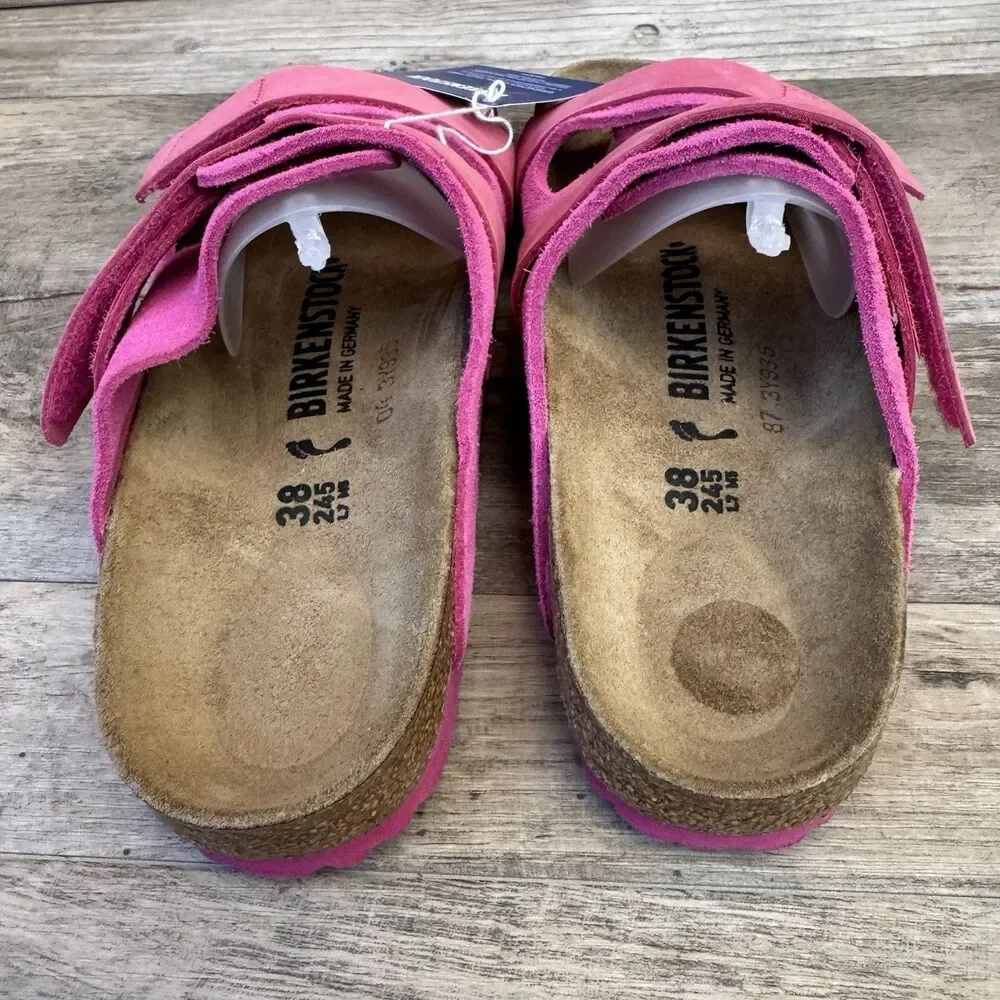 Birkenstock Women's Uji Sandals Modern Suede Fuchsia Tulip Size 7 (38)